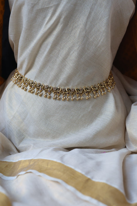 Antique multi stone and pearl waistchain AW32662
