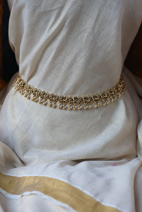 Antique multi stone and pearl waistchain AW32662