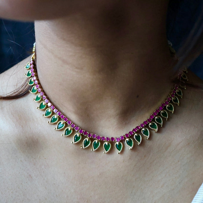 Antique mango short necklace and earrings TTS4321