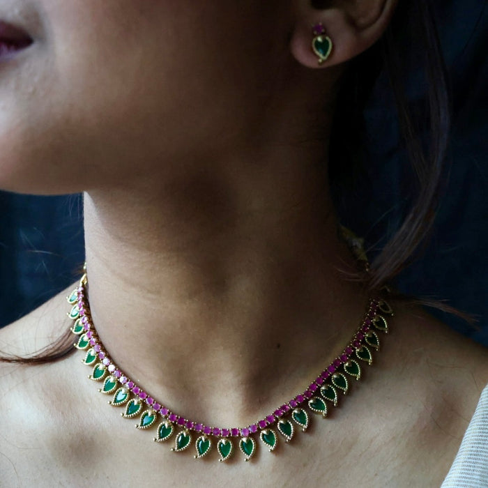 Antique mango short necklace and earrings TTS4321