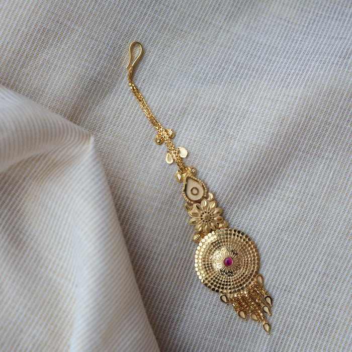 Heritage gold plated white stone tikka TH1016