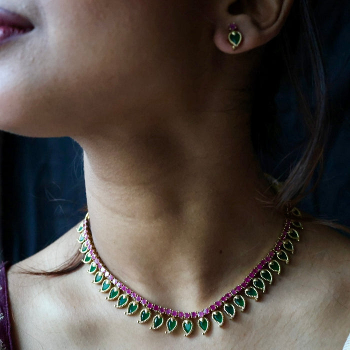 Antique mango short necklace and earrings TTS4321