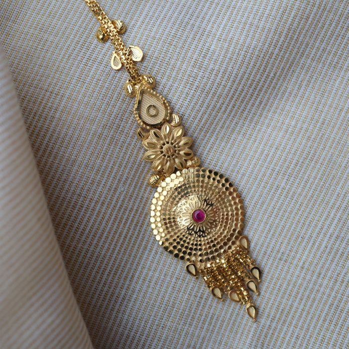 Heritage gold plated white stone tikka TH1016
