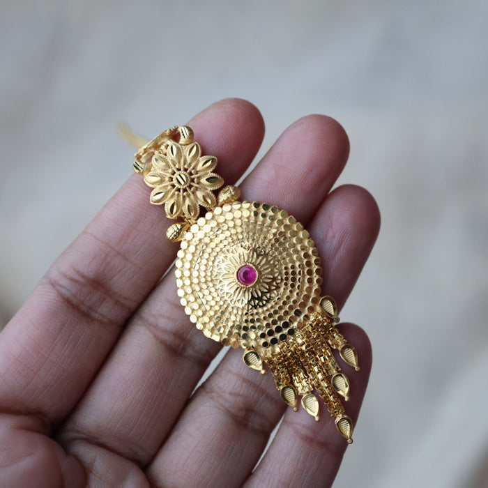 Heritage gold plated white stone tikka TH1016