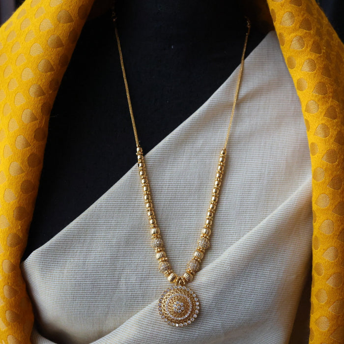 Heritage gold plated white stone long necklace HL2392