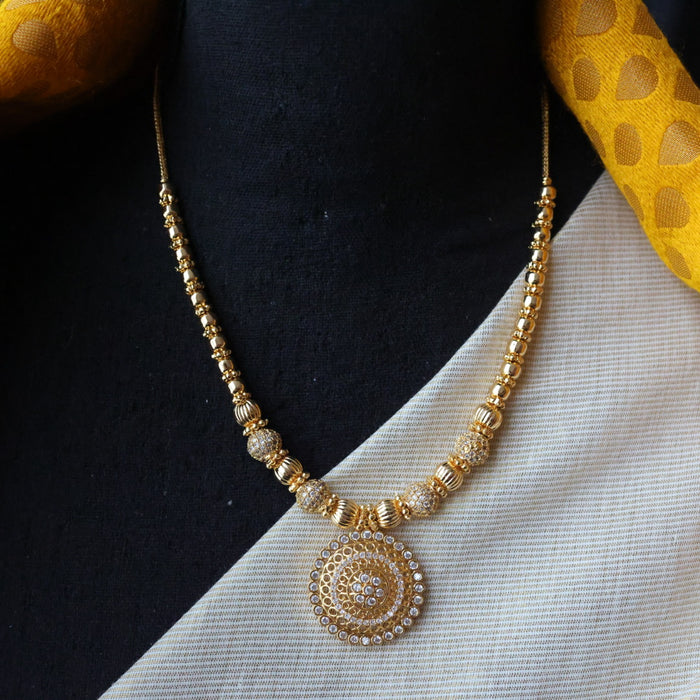 Heritage gold plated white stone long necklace HL2392