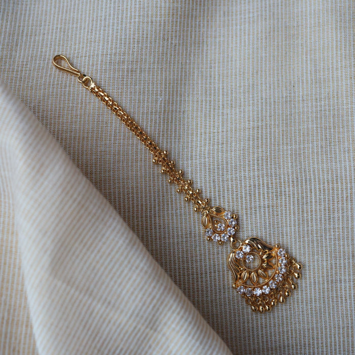 Heritage gold plated white stone tikka TH01010