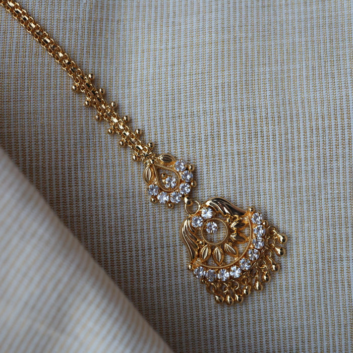 Heritage gold plated white stone tikka TH01010