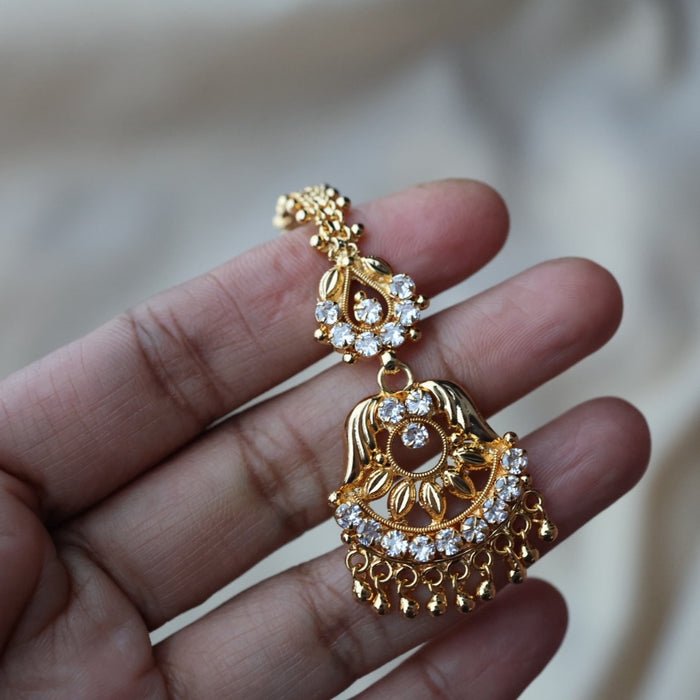 Heritage gold plated white stone tikka TH01010