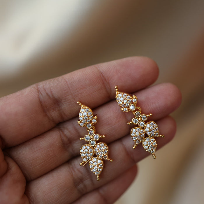 Heritage gold plated white stone mango short necklace set with earrings H86111