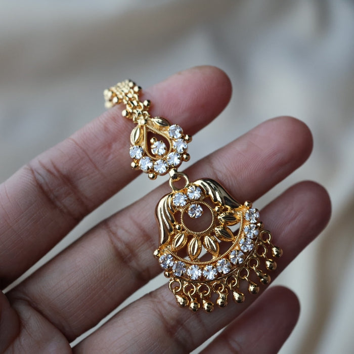 Heritage gold plated white stone tikka TH01010