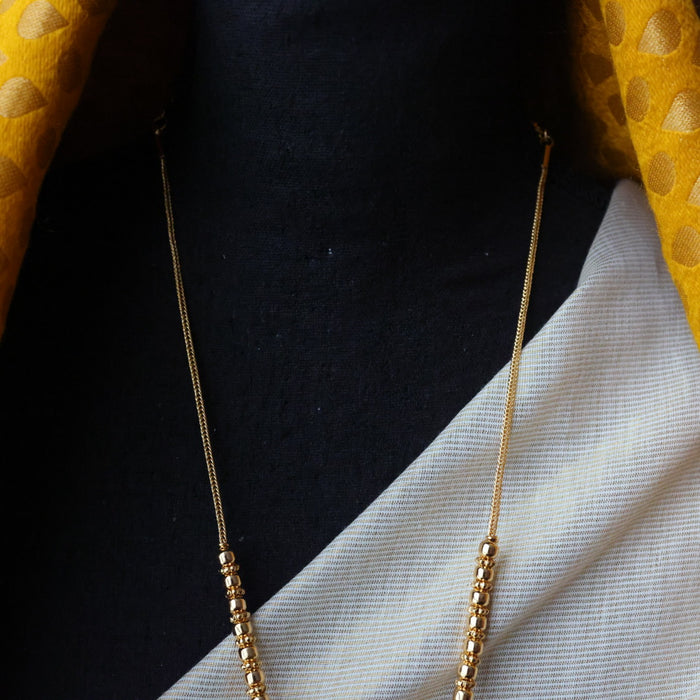 Heritage gold plated ruby stone long necklace HL23945