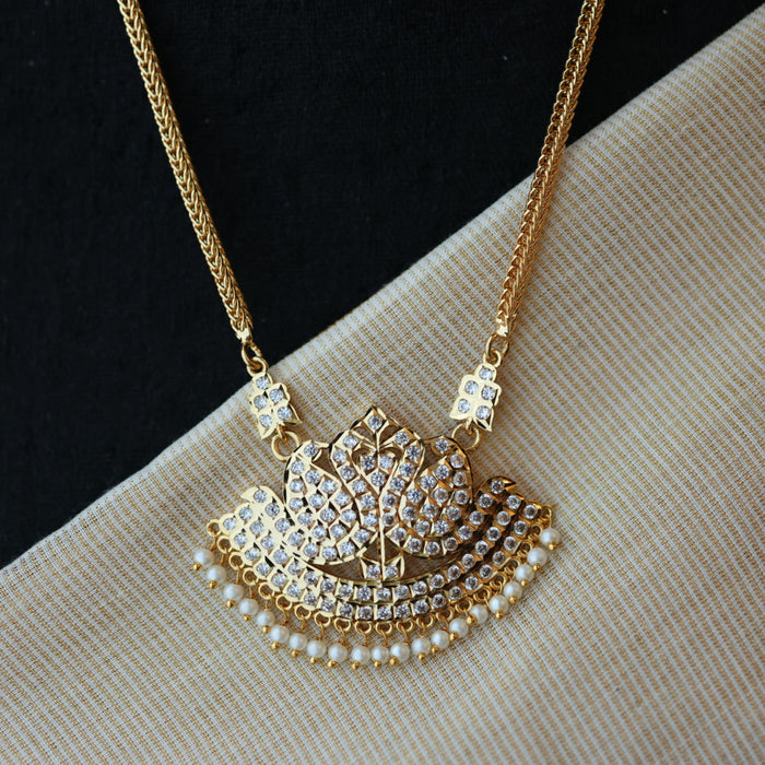 Heritage gold plated ruby white stone necklace set with earrings H8654