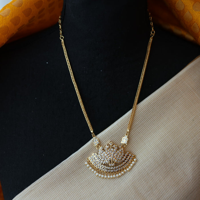 Heritage gold plated ruby white stone necklace set with earrings H8654