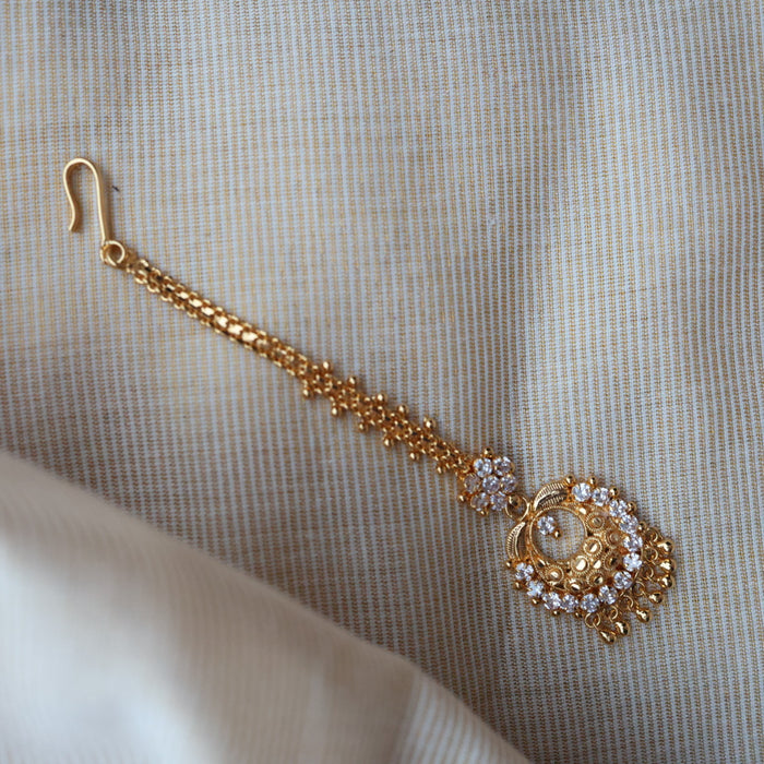 Heritage gold plated white stone tikka TH1003