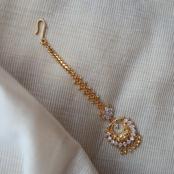 Heritage gold plated white stone tikka TH1003