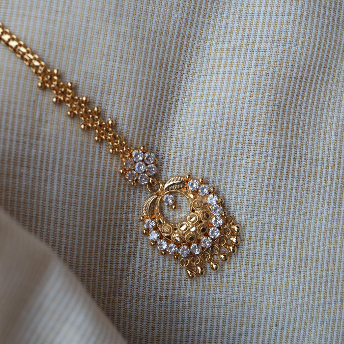 Heritage gold plated white stone tikka TH1003