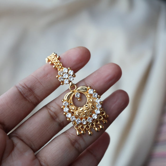 Heritage gold plated white stone tikka TH1003