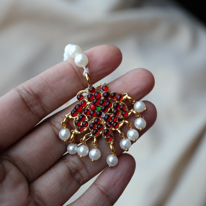 Antique ruby green stone pearl tikka TA1001