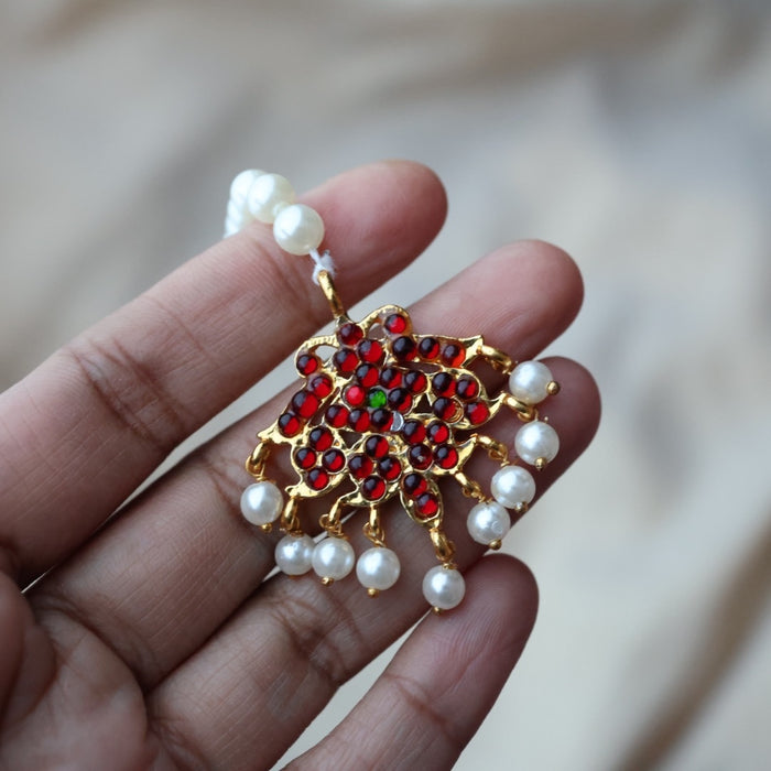 Antique ruby green stone pearl tikka TA1001