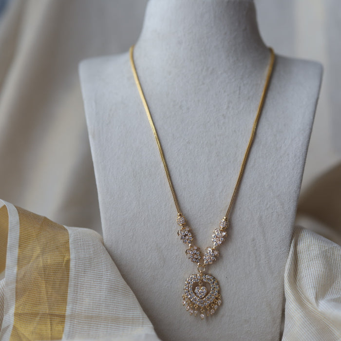 Heritage gold plated white padakam long necklace HP7743
