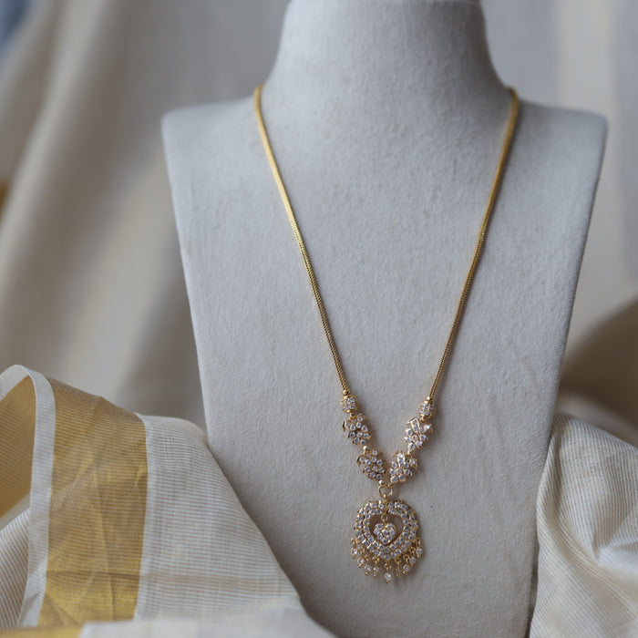 Heritage gold plated white padakam long necklace HP7743