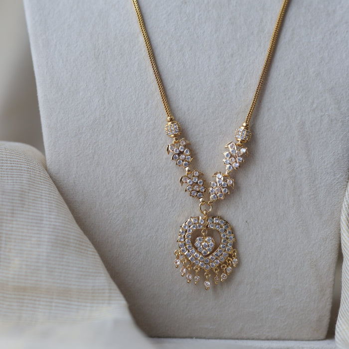 Heritage gold plated white padakam long necklace HP7743
