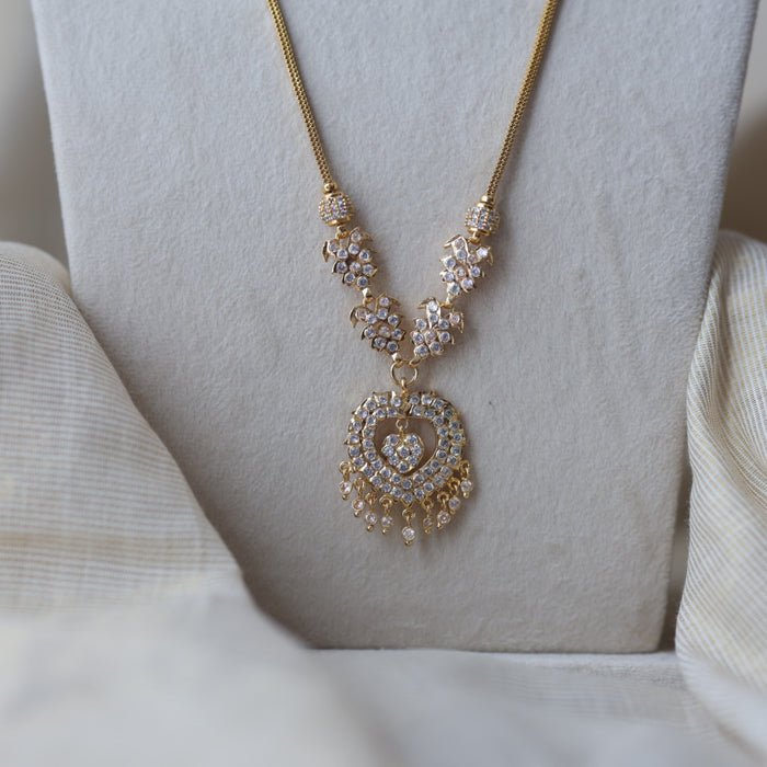 Heritage gold plated white padakam long necklace HP7743