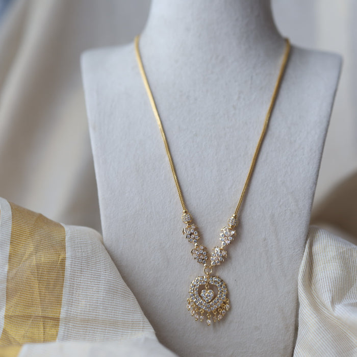 Heritage gold plated white padakam long necklace HP7743