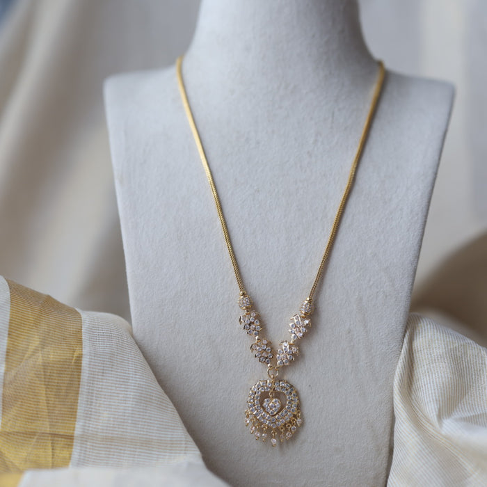 Heritage gold plated white padakam long necklace HP7743