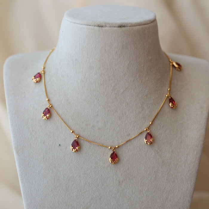 Heritage gold plated short necklace with earrings H6899