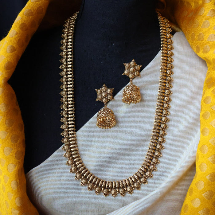 Antique gold long necklace with earrings G655