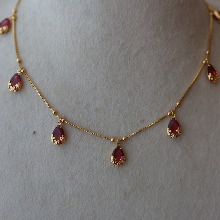 Heritage gold plated short necklace with earrings H6899