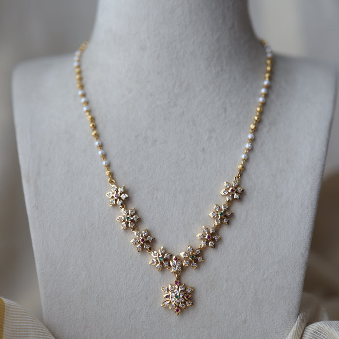 Heritage gold plated multi stone short necklace H9271