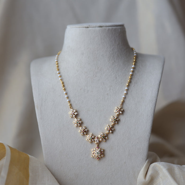 Heritage gold plated multi stone short necklace H9271