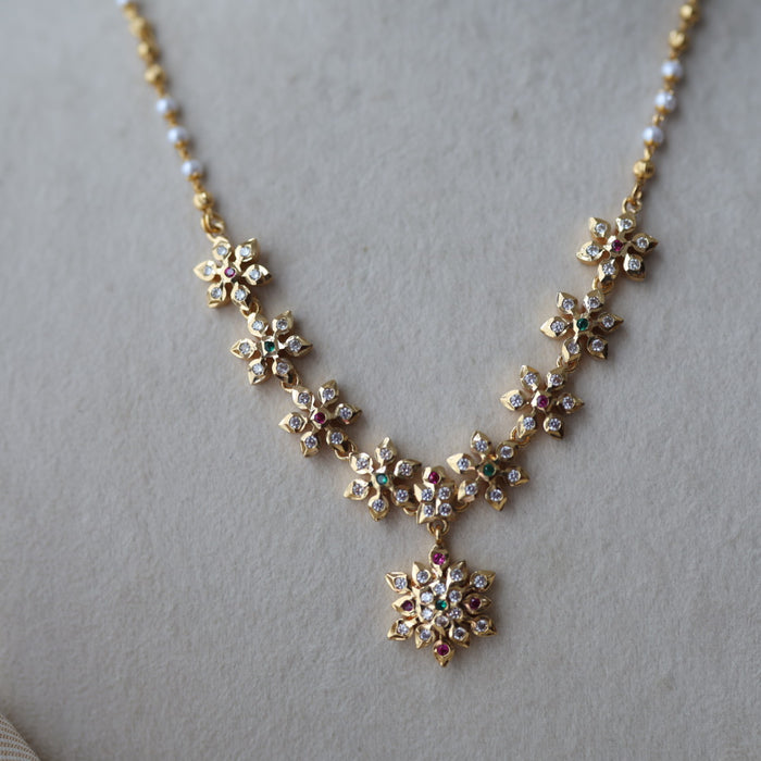 Heritage gold plated multi stone short necklace H9271