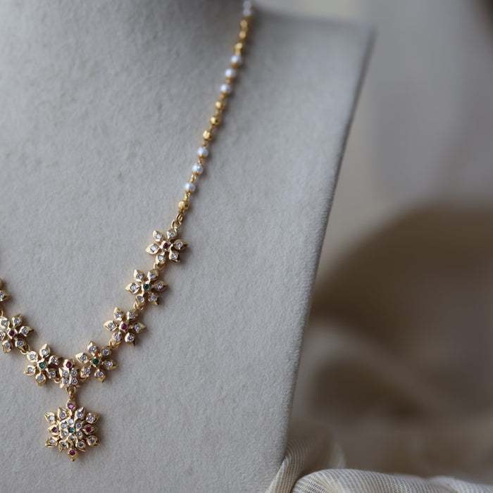 Heritage gold plated multi stone short necklace H9271