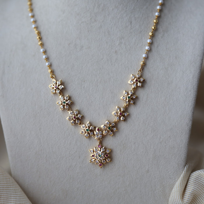 Heritage gold plated multi stone short necklace H9271