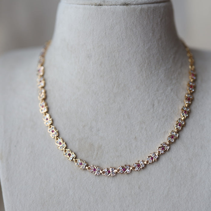 Heritage gold plated ruby white short necklace H9263