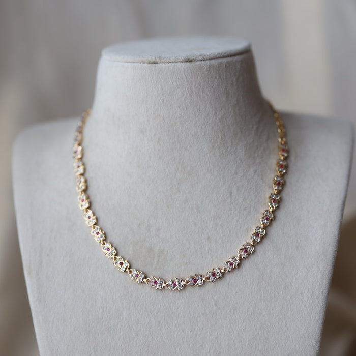Heritage gold plated ruby white short necklace H9263