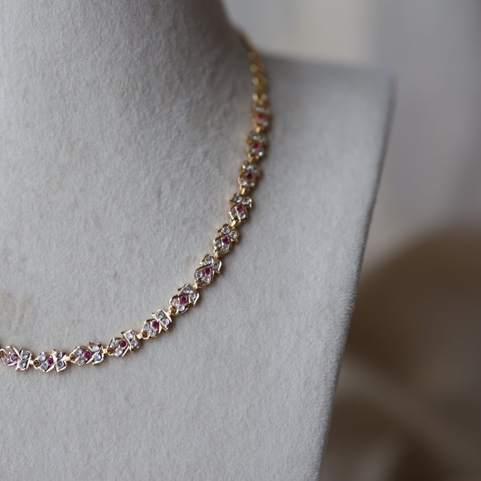 Heritage gold plated ruby white short necklace H9263