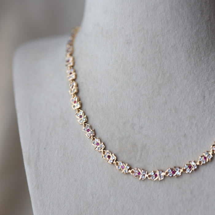 Heritage gold plated ruby white short necklace H9263