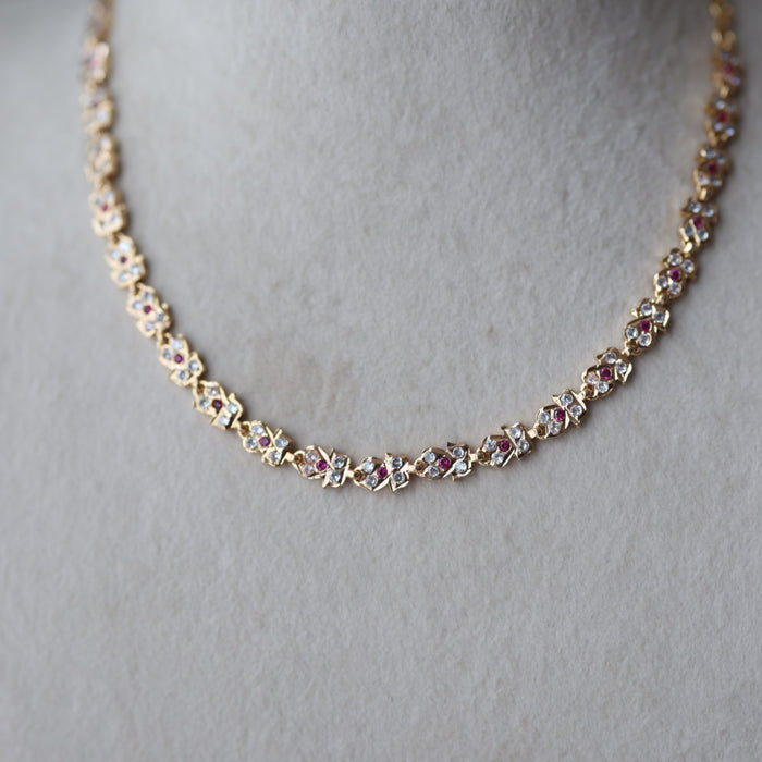Heritage gold plated ruby white short necklace H9263