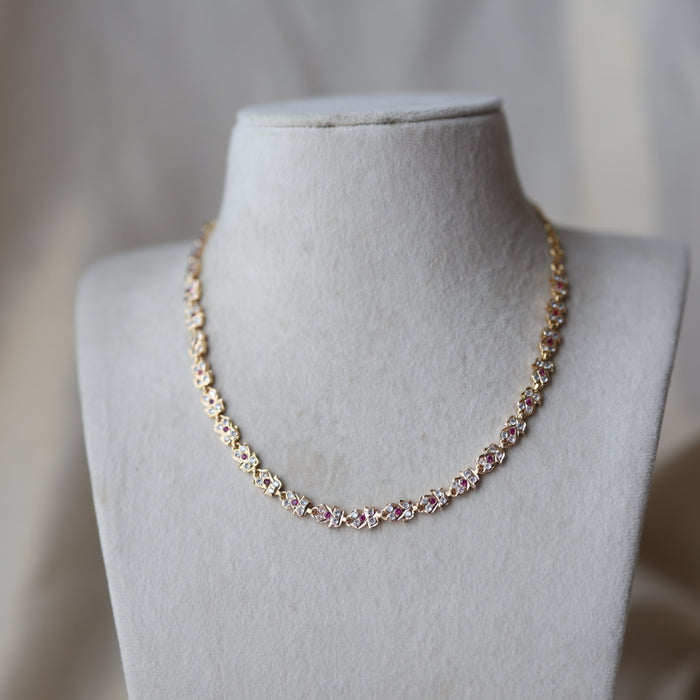 Heritage gold plated ruby white short necklace H9263