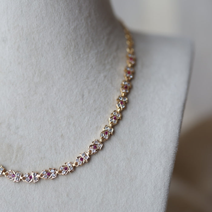 Heritage gold plated ruby white short necklace H9263