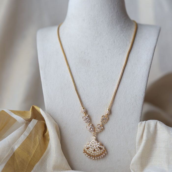 Heritage gold plated white stone padakam long necklace necklace HP300