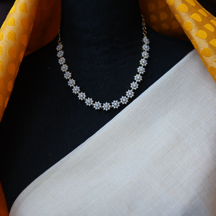 Heritage gold plated pearl necklace set with earrings H2043