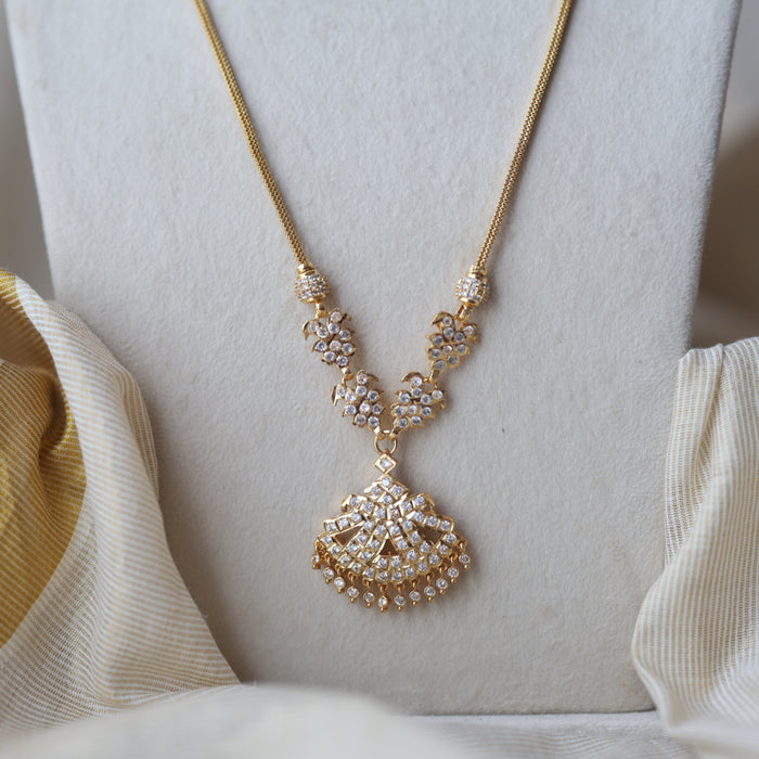 Heritage gold plated white stone padakam long necklace necklace HP300