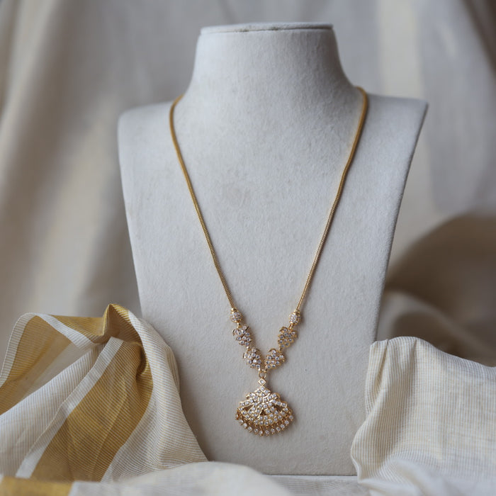 Heritage gold plated white stone padakam long necklace necklace HP300