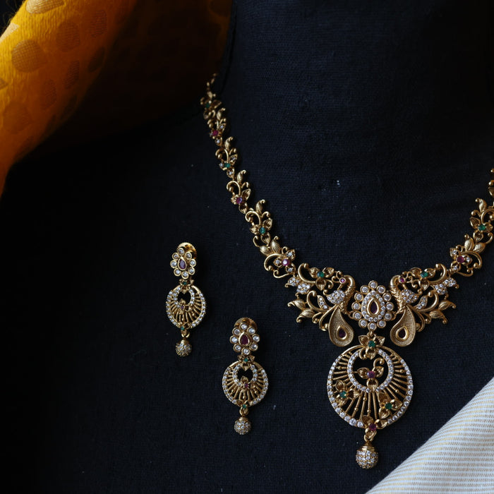 Antique short necklace with earrings TTS4765